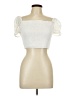 Caren Forbes 100% Polyester Ivory White Short Sleeve Top Size L - photo 1