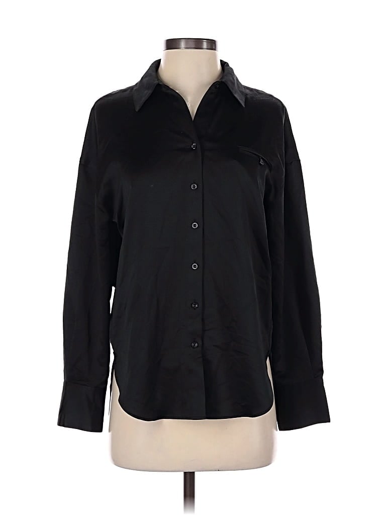 Modern Citizen Long Sleeve Button Down Shirt: Black Tops - Size X-Small