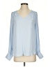 Cupcakes & Cashmere 100% Polyester Blue Long Sleeve Blouse Size S - photo 1