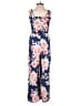 Aqua 100% Rayon Floral Blue Jumpsuit Size XS - photo 2