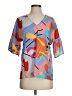 Crosby 100% Polyester Graphic Orange Short Sleeve Blouse Size XS - photo 1
