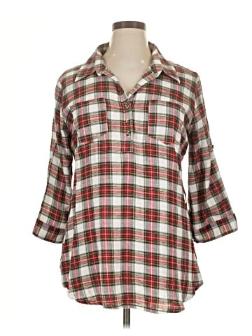 Cato 3/4 Sleeve Button-Down Shirt (view 1)