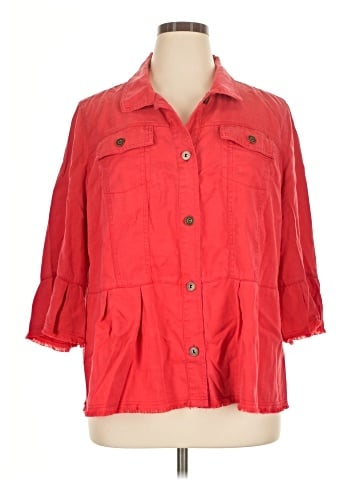 MULTIPLES 3/4 Sleeve Button-Down Shirt (view 1)