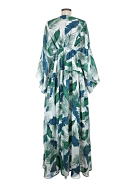 knee length dresses for ladies L'atiste by Amy Leaf Print Dress 3X / Yellow main image 1