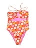 Assorted Brands Floral Orange One Piece Swimsuit Size L - photo 1