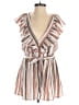 Moon River 100% Rayon Stripes Ivory Tan Romper Size XS - photo 1