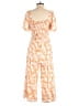 Luxology 100% Rayon Floral Orange Jumpsuit Size S - photo 2