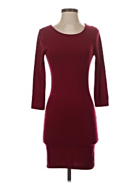 open lace back dress Red Turtle Neck Ribbed Mini Maternity Dress S main image 0