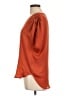 Valette 100% Polyester Solid Orange Short Sleeve Blouse Size L - photo 5