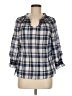 Talbots 100% Cotton Blue 3/4 Sleeve Button-Down Shirt Size M - photo 1