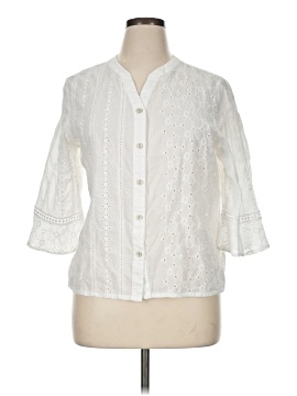 Alfred Dunner 3/4 Sleeve Button Down Shirt