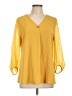 Timeson 100% Polyester Yellow 3/4 Sleeve Blouse Size L - photo 1