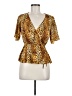 Socialite 100% Polyester Gold Short Sleeve Blouse Size M - photo 1