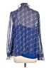 Ann Taylor LOFT 100% Polyester Blue Long Sleeve Blouse Size L - photo 2