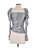 Jonathan Simkhai 100% Polyester Silver 3/4 Sleeve Blouse Size 2 - photo 2