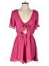 Pink Lily 100% Polyester Solid Pink Romper Size S - photo 1