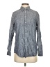 Unbranded 100% Linen Chevron-herringbone Blue Long Sleeve Button-Down Shirt Size XS - photo 1