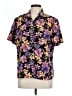 Notations 100% Polyester Floral Purple Short Sleeve Blouse Size L - photo 1