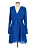 Aqua 100% Polyester Solid Blue Casual Dress Size XS - photo 1