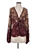Free People 100% Polyester Burgundy Long Sleeve Blouse Size S - photo 1