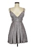 Trixxi 100% Polyester Metallic Silver Cocktail Dress Size M - photo 1