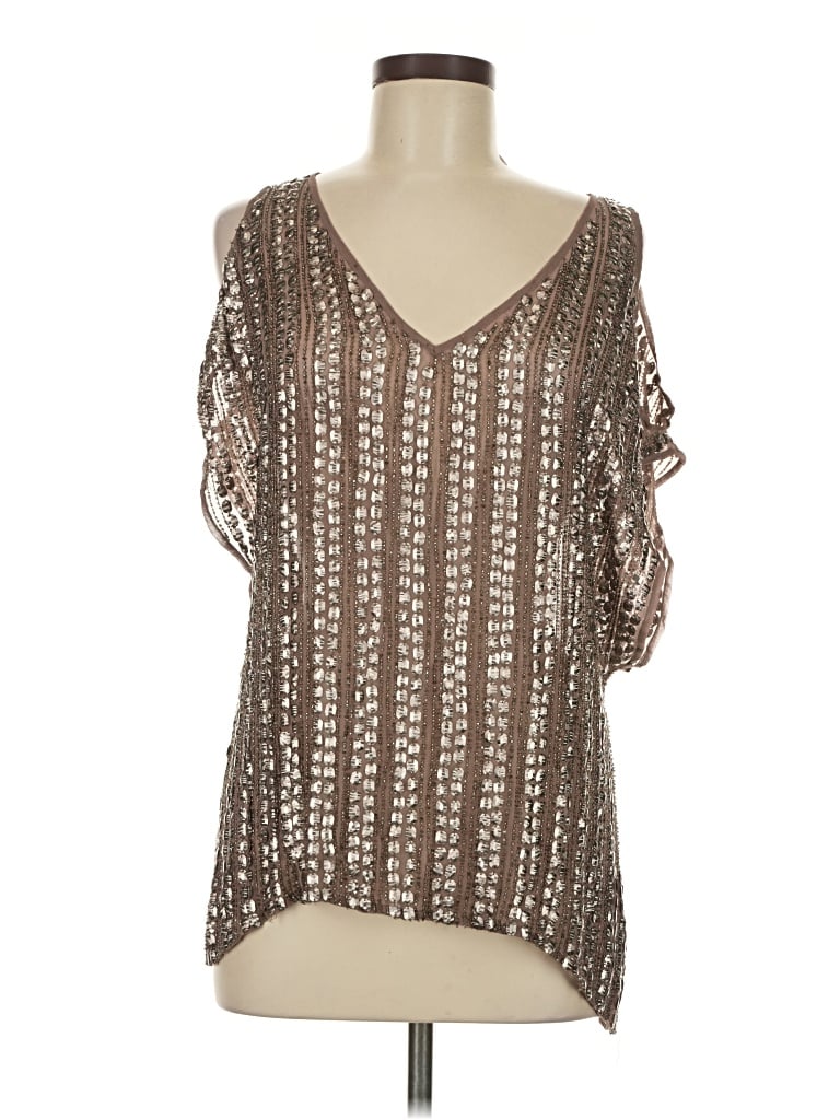 Pre-owned Parker Short Sleeve Blouse In Brown