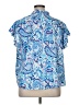 Sason 100% Polyester Paisley Blue Short Sleeve Blouse Size 1X - photo 2