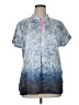 T Tahari Print Blue Short Sleeve Blouse Size XL - photo 1
