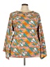 Ashley Stewart 100% Polyester Orange Blue Long Sleeve Blouse Size 22 - 24 Plus - photo 1