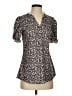 Lomon Floral Brown Short Sleeve Henley Size S - photo 1