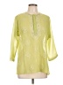 DKNY Jeans 100% Polyester Yellow 3/4 Sleeve Blouse Size L - photo 1