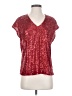 CeCe Metallic Red Short Sleeve T-Shirt Size S - photo 1