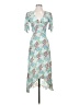 Intermix 100% Silk Floral Blue Cocktail Dress Size 2 - photo 1