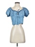 E&M Collection 100% Lyocell Blue Short Sleeve Blouse Size S - photo 1
