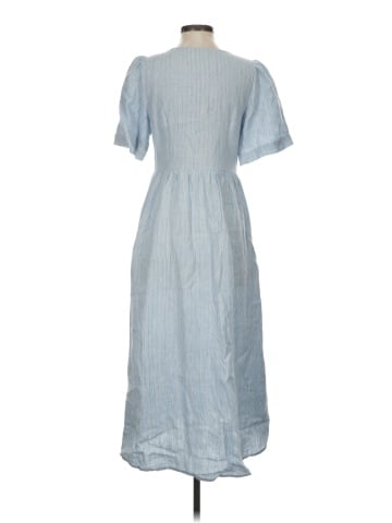 Madewell Cassie Button-Front Midi Dress in Stripe 100% Linen (view 2)