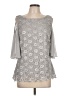 Connected Apparel Silver 3/4 Sleeve Top Size L - photo 1