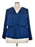 1.State 100% Polyester Solid Blue Long Sleeve Blouse Size 3X - photo 1