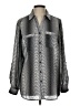 NY Collection Houndstooth Silver Long Sleeve Blouse Size L (estimated) - photo 1