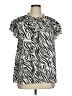 Rose + Olive Animal Print Ivory Short Sleeve Blouse Size 1X - photo 1