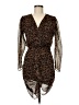 Zara 100% Polyester Animal Print Brown Cocktail Dress Size M - photo 1