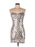 Blanc 100% Polyester Metallic Silver Cocktail Dress Size L - photo 1