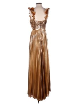 slim fit dress slacks High Neck Crystal Detail Metallic Slit Dress – Mac Duggal