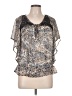 Nicola 100% Polyester Animal Print Silver Short Sleeve Blouse Size L - photo 1