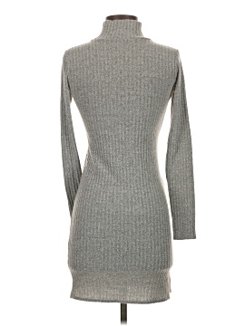 knee length dresses for ladies Slit Mock Neck Long Sleeve Wrap Sweater Dress Chocolate / XL