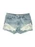 Ardene Paisley Blue Denim Shorts Size 1 - photo 1
