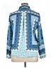 Zara Basic 100% Polyester Print Blue Long Sleeve Blouse Size XL - photo 2