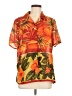 AGB 100% Polyester Tropical Orange Short Sleeve Blouse Size M - photo 1