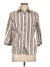 George Stripes Ivory 3/4 Sleeve Button-Down Shirt Size L - photo 1