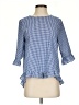 Trisha Tyler 100% Polyester Checkered-gingham Blue 3/4 Sleeve Blouse Size S - photo 1