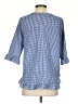 Trisha Tyler 100% Polyester Checkered-gingham Blue 3/4 Sleeve Blouse Size S - photo 2